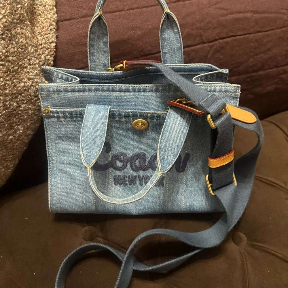 Coach Denim Blue Tote with Adjustable Strap - Picture 1 of 3